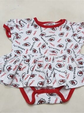 Kansas City Chiefs Infant Ruffle Bodysuit - White with Red Trim
